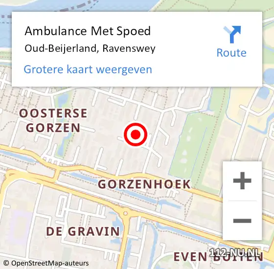 Locatie op kaart van de 112 melding: Ambulance Met Spoed Naar Oud-Beijerland, Ravenswey op 8 april 2023 08:24