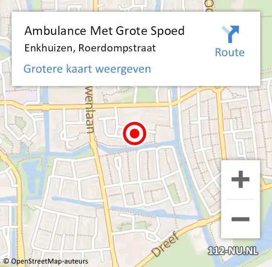 Locatie op kaart van de 112 melding: Ambulance Met Grote Spoed Naar Enkhuizen, Roerdompstraat op 8 april 2023 08:42