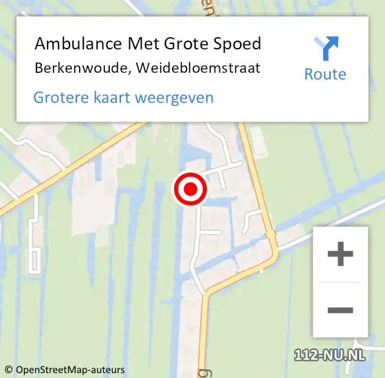 Locatie op kaart van de 112 melding: Ambulance Met Grote Spoed Naar Berkenwoude, Weidebloemstraat op 8 april 2023 09:02