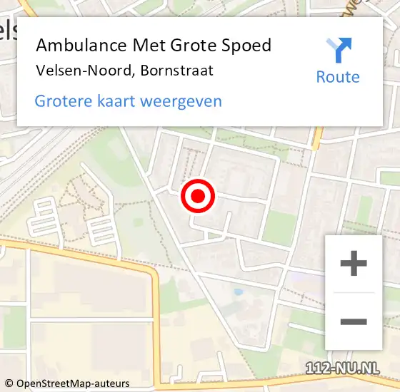 Locatie op kaart van de 112 melding: Ambulance Met Grote Spoed Naar Velsen-Noord, Bornstraat op 8 april 2023 09:20