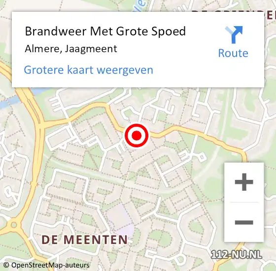 Locatie op kaart van de 112 melding: Brandweer Met Grote Spoed Naar Almere, Jaagmeent op 8 april 2023 09:22