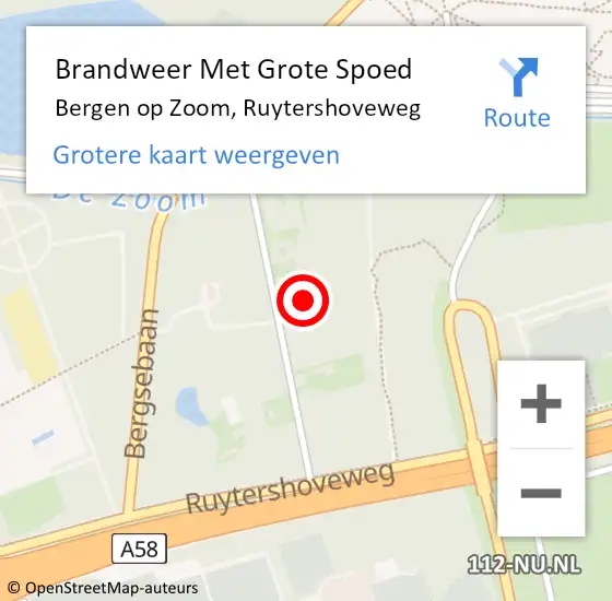 Locatie op kaart van de 112 melding: Brandweer Met Grote Spoed Naar Bergen op Zoom, Ruytershoveweg op 8 april 2023 10:04