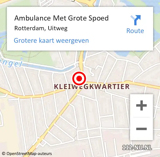 Locatie op kaart van de 112 melding: Ambulance Met Grote Spoed Naar Rotterdam, Uitweg op 8 april 2023 10:05