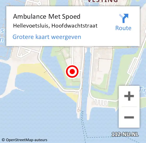 Locatie op kaart van de 112 melding: Ambulance Met Spoed Naar Hellevoetsluis, Hoofdwachtstraat op 8 april 2023 10:14
