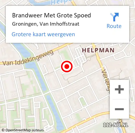 Locatie op kaart van de 112 melding: Brandweer Met Grote Spoed Naar Groningen, Van Imhoffstraat op 8 april 2023 10:19