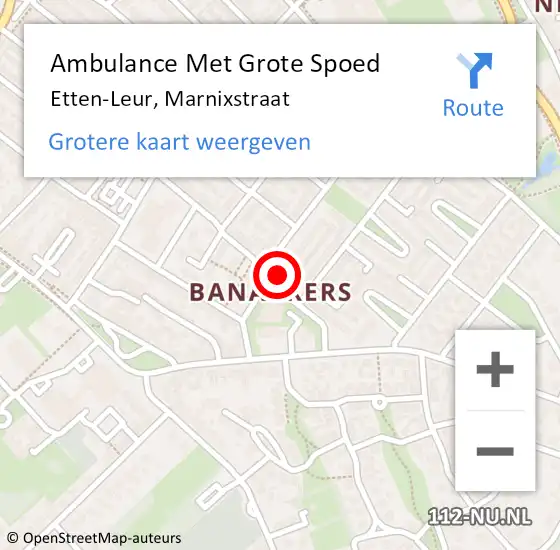 Locatie op kaart van de 112 melding: Ambulance Met Grote Spoed Naar Etten-Leur, Marnixstraat op 12 oktober 2013 08:44