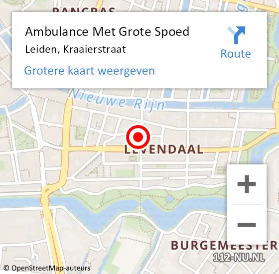 Locatie op kaart van de 112 melding: Ambulance Met Grote Spoed Naar Leiden, Kraaierstraat op 8 april 2023 10:32