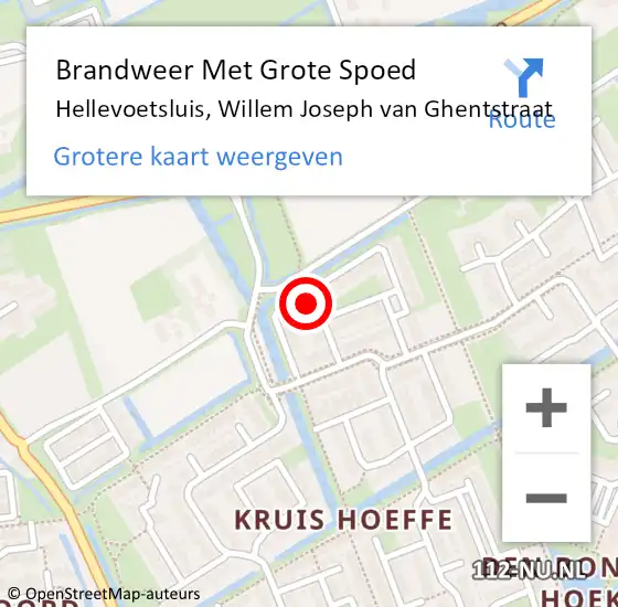 Locatie op kaart van de 112 melding: Brandweer Met Grote Spoed Naar Hellevoetsluis, Willem Joseph van Ghentstraat op 8 april 2023 11:18