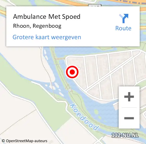 Locatie op kaart van de 112 melding: Ambulance Met Spoed Naar Rhoon, Regenboog op 8 april 2023 11:25
