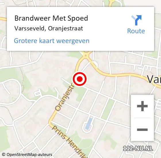 Locatie op kaart van de 112 melding: Brandweer Met Spoed Naar Varsseveld, Oranjestraat op 8 april 2023 12:08