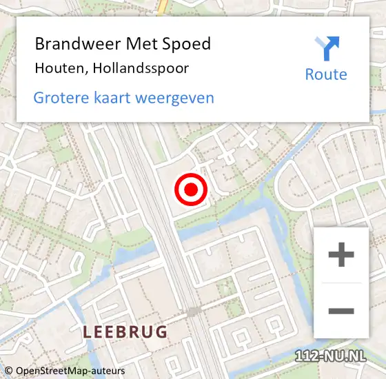 Locatie op kaart van de 112 melding: Brandweer Met Spoed Naar Houten, Hollandsspoor op 8 april 2023 12:20