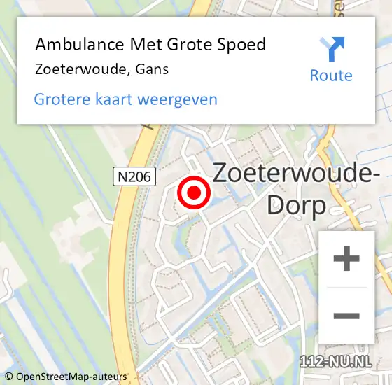 Locatie op kaart van de 112 melding: Ambulance Met Grote Spoed Naar Zoeterwoude, Gans op 8 april 2023 12:37