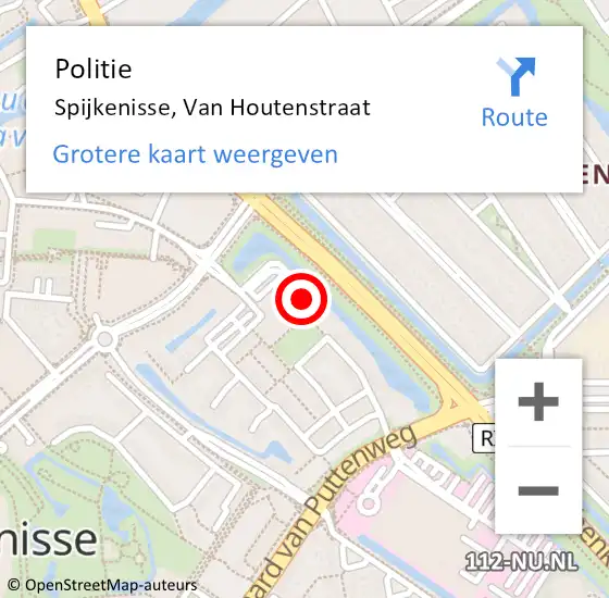 Locatie op kaart van de 112 melding: Politie Spijkenisse, Van Houtenstraat op 8 april 2023 12:39