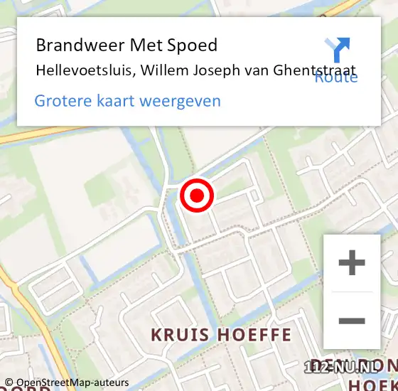 Locatie op kaart van de 112 melding: Brandweer Met Spoed Naar Hellevoetsluis, Willem Joseph van Ghentstraat op 8 april 2023 12:50