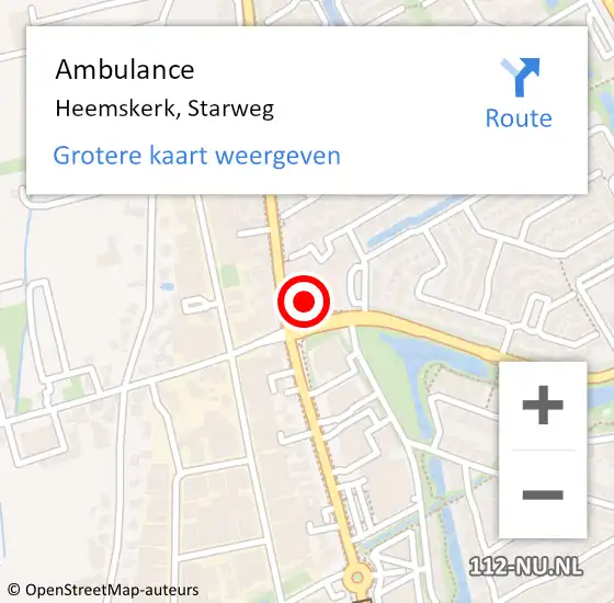 Locatie op kaart van de 112 melding: Ambulance Heemskerk, Starweg op 8 april 2023 13:55