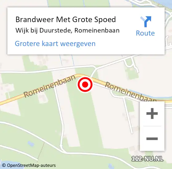 Locatie op kaart van de 112 melding: Brandweer Met Grote Spoed Naar Wijk bij Duurstede, Romeinenbaan op 8 april 2023 14:05