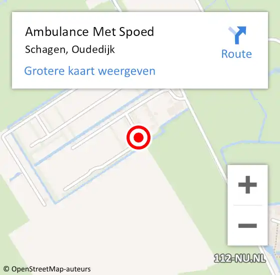 Locatie op kaart van de 112 melding: Ambulance Met Spoed Naar Schagen, Oudedijk op 8 april 2023 14:08