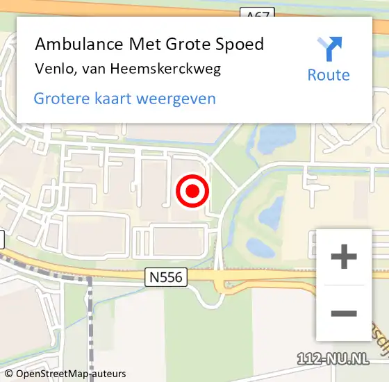 Locatie op kaart van de 112 melding: Ambulance Met Grote Spoed Naar Venlo, van Heemskerckweg op 8 april 2023 14:10