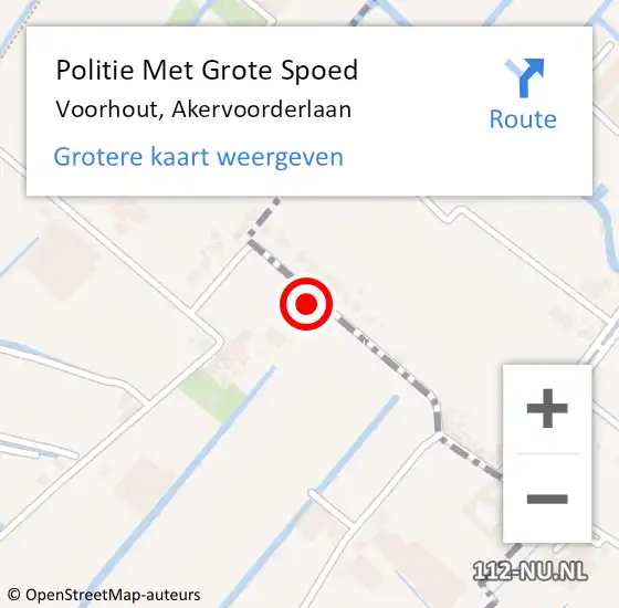 Locatie op kaart van de 112 melding: Politie Met Grote Spoed Naar Voorhout, Akervoorderlaan op 8 april 2023 14:14