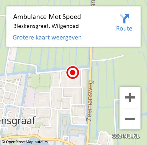 Locatie op kaart van de 112 melding: Ambulance Met Spoed Naar Bleskensgraaf, Wilgenpad op 8 april 2023 14:16