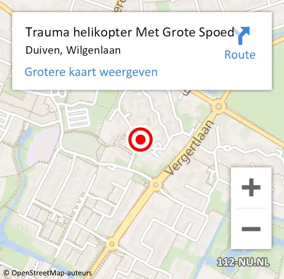 Locatie op kaart van de 112 melding: Trauma helikopter Met Grote Spoed Naar Duiven, Wilgenlaan op 8 april 2023 14:33