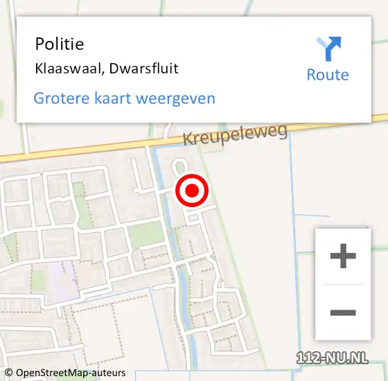 Locatie op kaart van de 112 melding: Politie Klaaswaal, Dwarsfluit op 8 april 2023 14:40