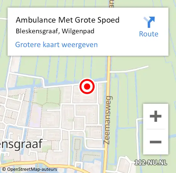 Locatie op kaart van de 112 melding: Ambulance Met Grote Spoed Naar Bleskensgraaf, Wilgenpad op 8 april 2023 14:42