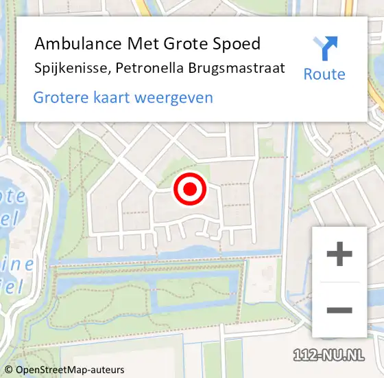 Locatie op kaart van de 112 melding: Ambulance Met Grote Spoed Naar Spijkenisse, Petronella Brugsmastraat op 8 april 2023 14:51