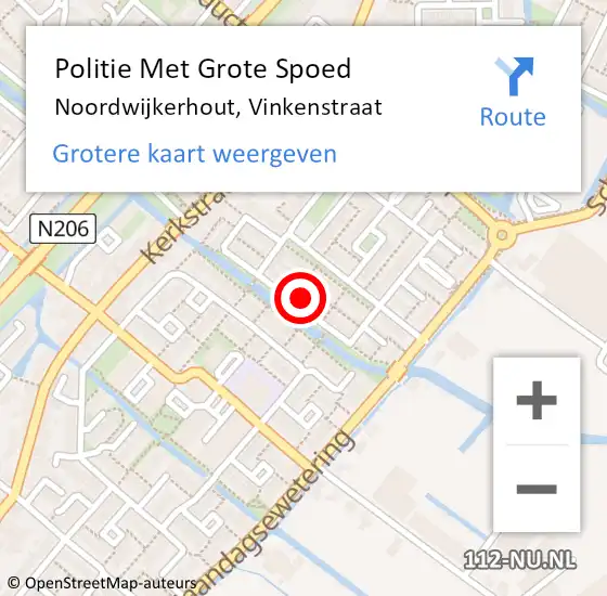 Locatie op kaart van de 112 melding: Politie Met Grote Spoed Naar Noordwijkerhout, Vinkenstraat op 8 april 2023 15:51