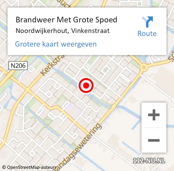 Locatie op kaart van de 112 melding: Brandweer Met Grote Spoed Naar Noordwijkerhout, Vinkenstraat op 8 april 2023 15:52