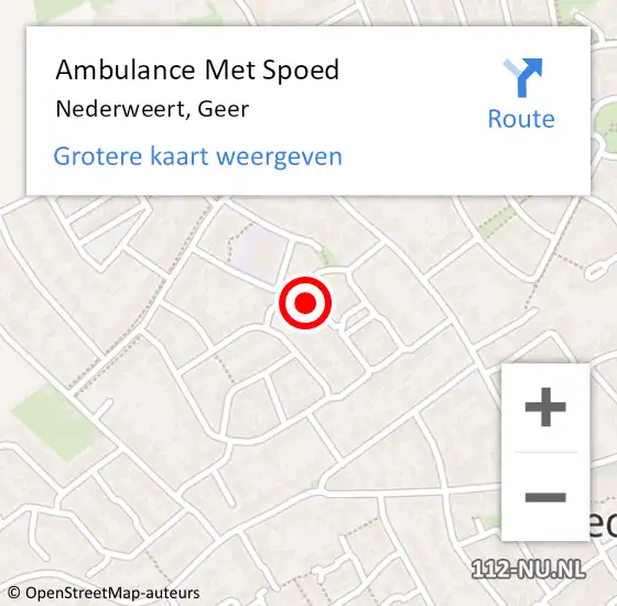 Locatie op kaart van de 112 melding: Ambulance Met Spoed Naar Nederweert, Geer op 8 april 2023 16:01