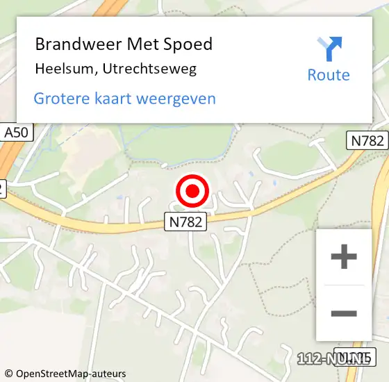 Locatie op kaart van de 112 melding: Brandweer Met Spoed Naar Heelsum, Utrechtseweg op 8 april 2023 16:06