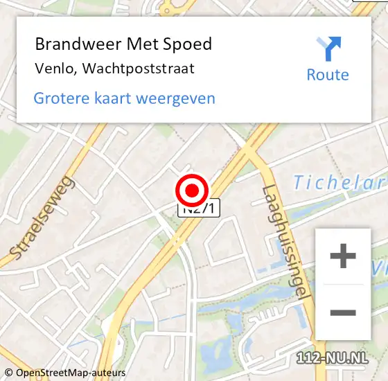 Locatie op kaart van de 112 melding: Brandweer Met Spoed Naar Venlo, Wachtpoststraat op 8 april 2023 16:11