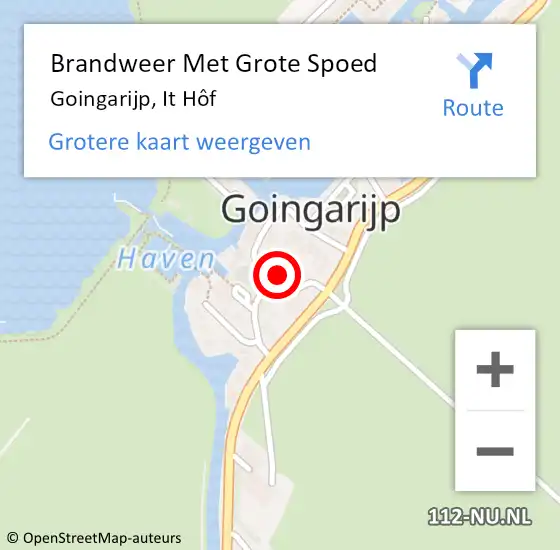 Locatie op kaart van de 112 melding: Brandweer Met Grote Spoed Naar Goingarijp, It Hôf op 8 april 2023 16:17