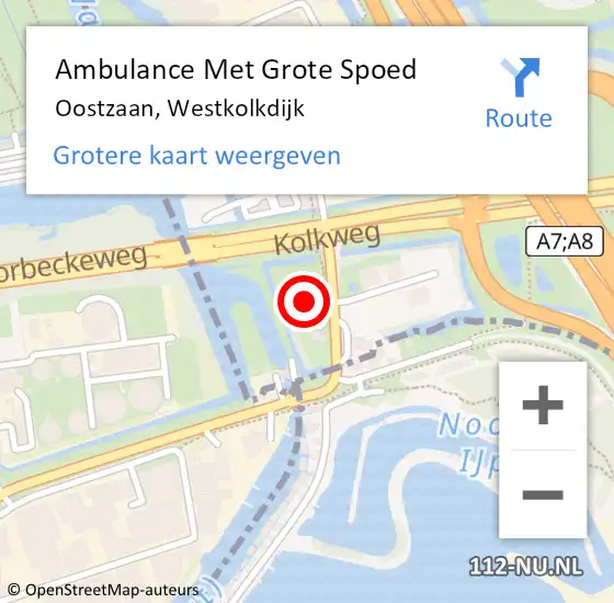 Locatie op kaart van de 112 melding: Ambulance Met Grote Spoed Naar Oostzaan, Westkolkdijk op 8 april 2023 16:45