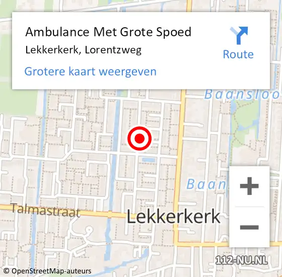 Locatie op kaart van de 112 melding: Ambulance Met Grote Spoed Naar Lekkerkerk, Lorentzweg op 8 april 2023 17:05