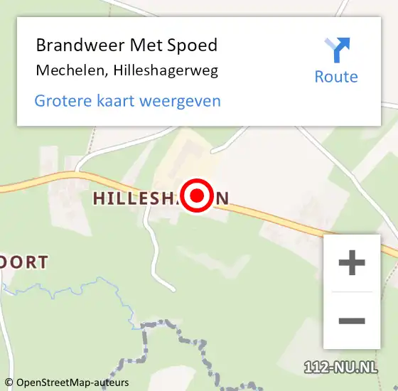 Locatie op kaart van de 112 melding: Brandweer Met Spoed Naar Mechelen, Hilleshagerweg op 8 april 2023 17:21