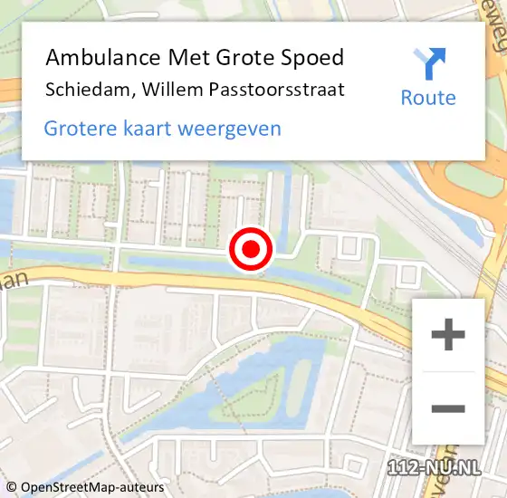 Locatie op kaart van de 112 melding: Ambulance Met Grote Spoed Naar Schiedam, Willem Passtoorsstraat op 8 april 2023 17:27