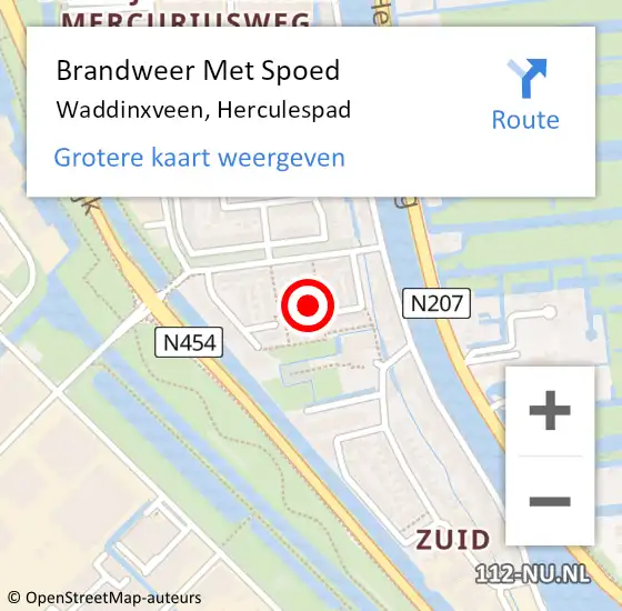 Locatie op kaart van de 112 melding: Brandweer Met Spoed Naar Waddinxveen, Herculespad op 8 april 2023 17:41