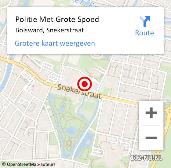 Locatie op kaart van de 112 melding: Politie Met Grote Spoed Naar Bolsward, Snekerstraat op 8 april 2023 17:44