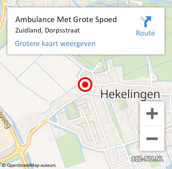 Locatie op kaart van de 112 melding: Ambulance Met Grote Spoed Naar Zuidland, Dorpsstraat op 8 april 2023 17:45