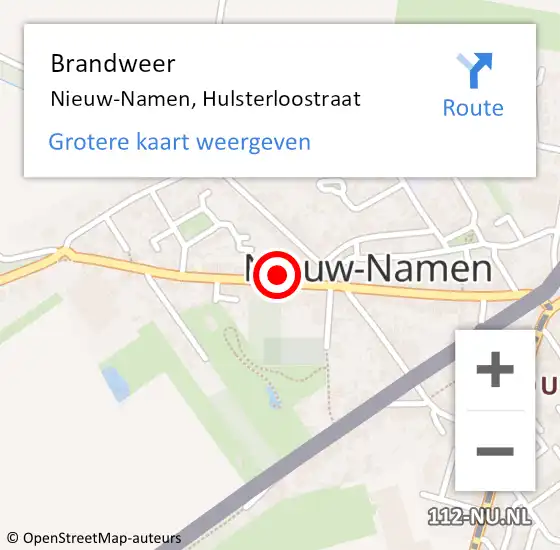 Locatie op kaart van de 112 melding: Brandweer Nieuw-Namen, Hulsterloostraat op 8 april 2023 17:59