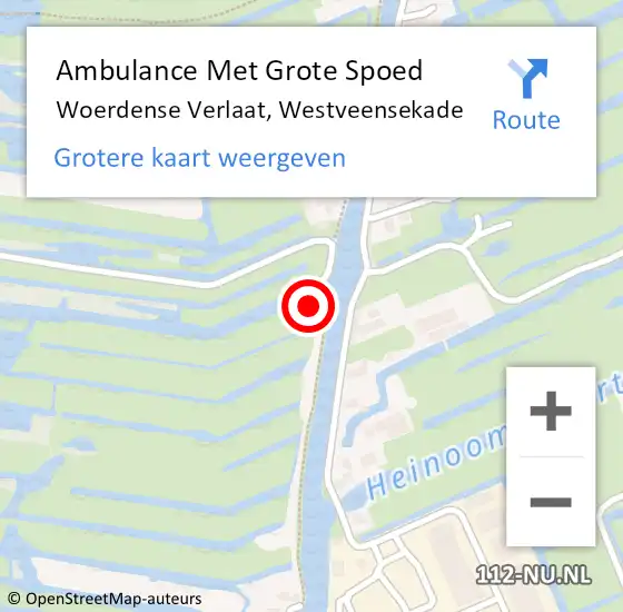 Locatie op kaart van de 112 melding: Ambulance Met Grote Spoed Naar Woerdense Verlaat, Westveensekade op 8 april 2023 18:00