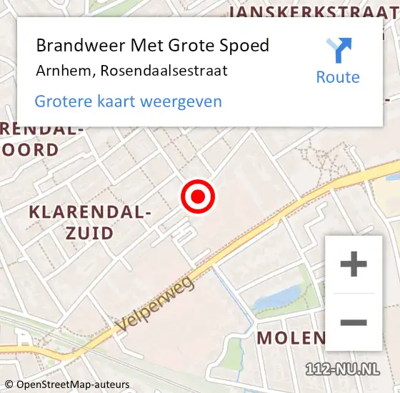 Locatie op kaart van de 112 melding: Brandweer Met Grote Spoed Naar Arnhem, Rosendaalsestraat op 8 april 2023 18:18