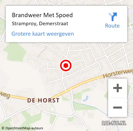 Locatie op kaart van de 112 melding: Brandweer Met Spoed Naar Stramproy, Demerstraat op 8 april 2023 18:32