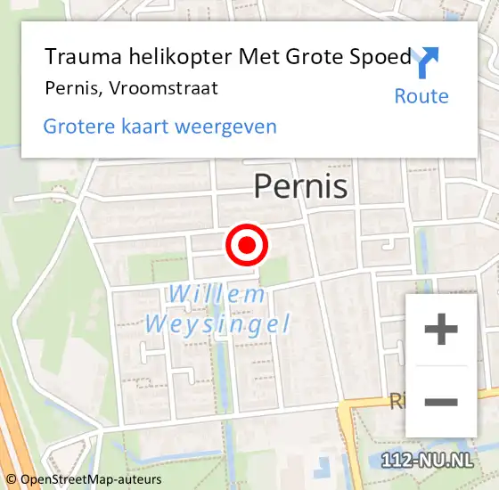 Locatie op kaart van de 112 melding: Trauma helikopter Met Grote Spoed Naar Pernis, Vroomstraat op 8 april 2023 18:41