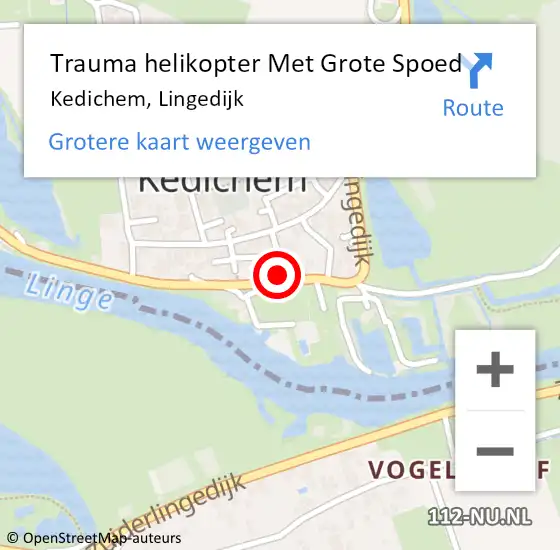 Locatie op kaart van de 112 melding: Trauma helikopter Met Grote Spoed Naar Kedichem, Lingedijk op 8 april 2023 19:26