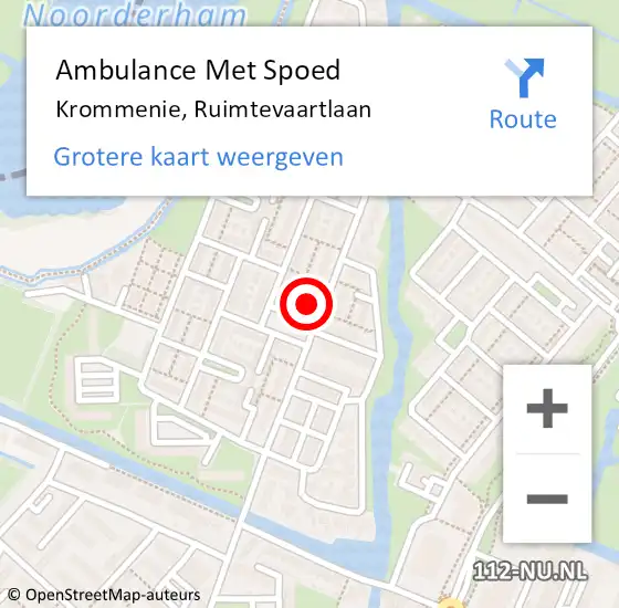 Locatie op kaart van de 112 melding: Ambulance Met Spoed Naar Krommenie, Ruimtevaartlaan op 8 april 2023 19:28
