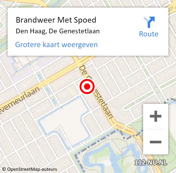 Locatie op kaart van de 112 melding: Brandweer Met Spoed Naar Den Haag, De Genestetlaan op 8 april 2023 19:36