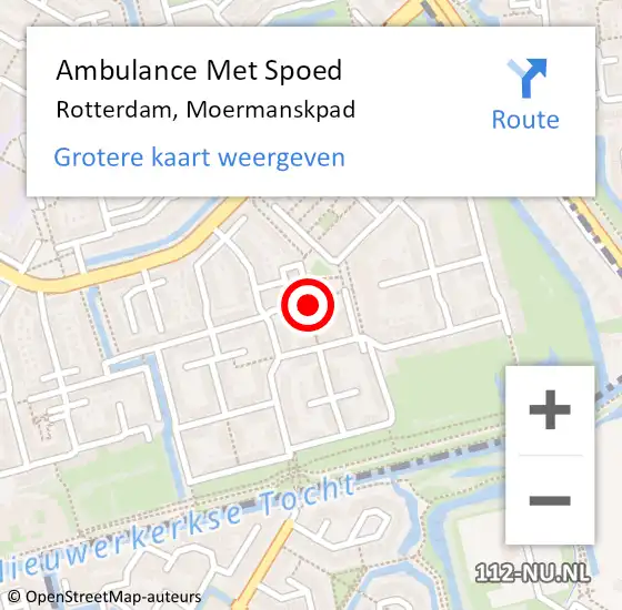 Locatie op kaart van de 112 melding: Ambulance Met Spoed Naar Rotterdam, Moermanskpad op 8 april 2023 19:51